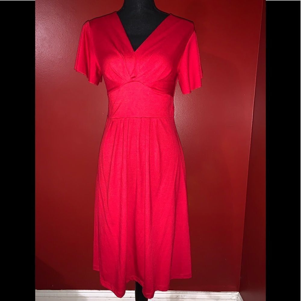 Red Fit and Flare Cutout Back Dress